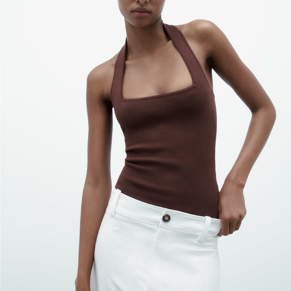 Zara Brown Halter Top